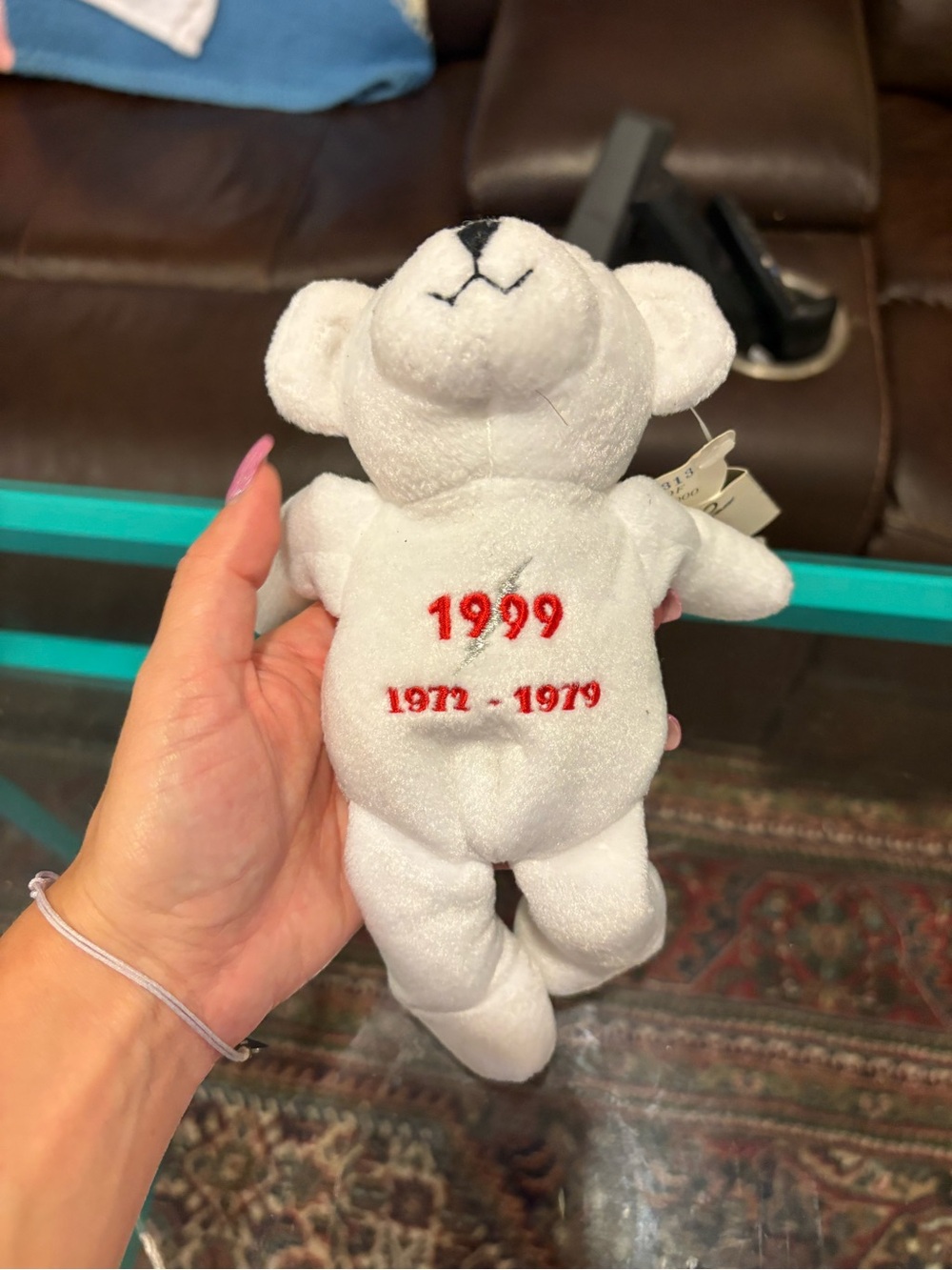 White Plush Bear Toy with Red Embroidered Years - Kids Toys